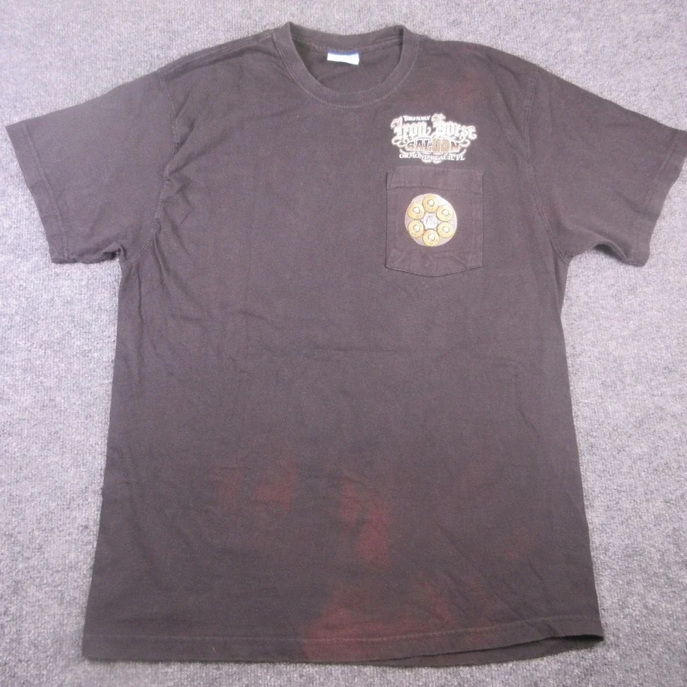 Jensen Shirt Mens XL Black Iron Horse Saloon Bike Week 2012 Pocket Graphic Tee